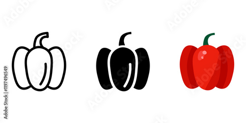 Sweet pepper icon. Paprika color sign. Healthy eating and dieting symbol. Harvest crop pictogram.