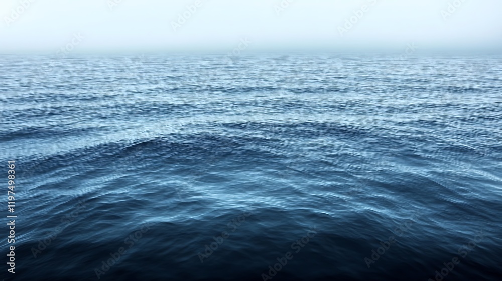 Fototapeta premium Serene Ocean Waves Under a Misty Sky