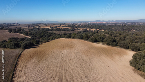 ...landscape, view, nature, agriculture, spain, sunny, from abov photo