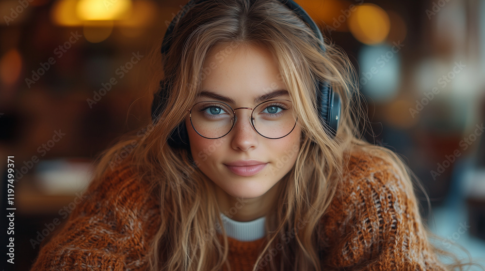 A virtual assistant working on a freelance project, with headphones and a coffee cup. Bright lighting, contrast A virtual assistant working on a freelance project, with headphones and a coffee cup. Bright lighting, contrast