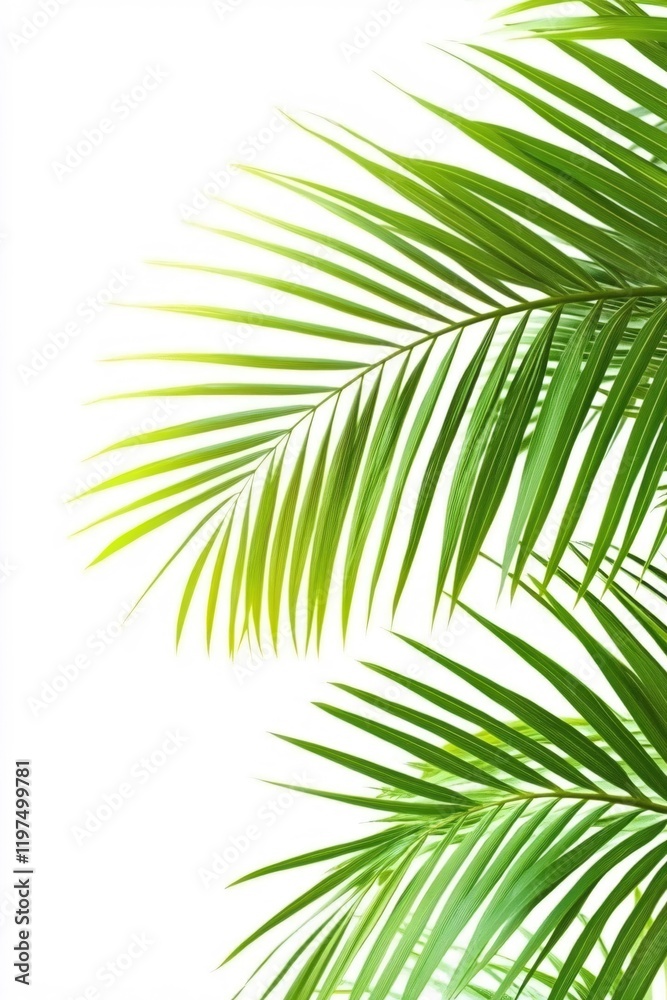Fototapeta premium Lush Green Palm Fronds Tropical Summer Leaf Background