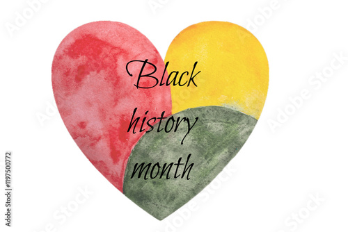 Hand drawing three colors - green,orange and red - concept of black history month.	