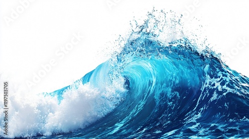 Blue Impact Wave on White Background Abstract Illustration photo