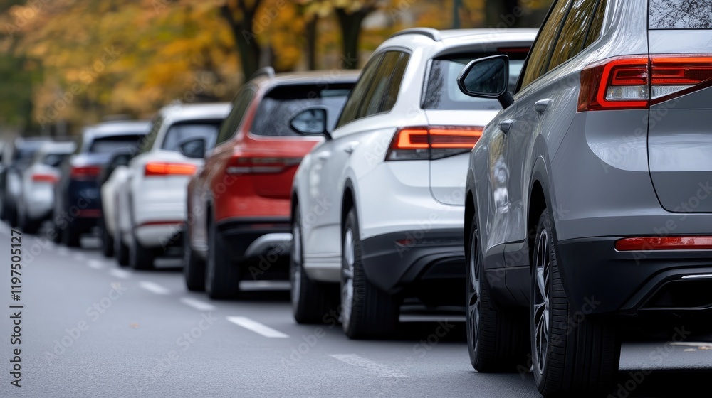 Detailed shot of a red and white parking barrier in a traffic jam, highlighting urban congestion and metal structure Detailed shot of a red and white parking barrier in a traffic jam, highlighting urban congestion and metal structure