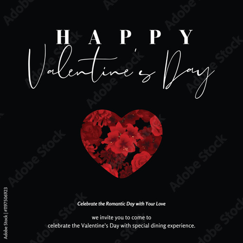 Valentine's day Greeting poster with hearts background. Cute simple and love sale banners or greeting cards templates and social media post.