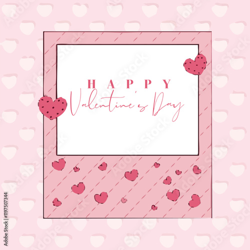 Valentine´s day greeting card or poster collection with hearts and textures in pink and red colors. Also useful as background. 