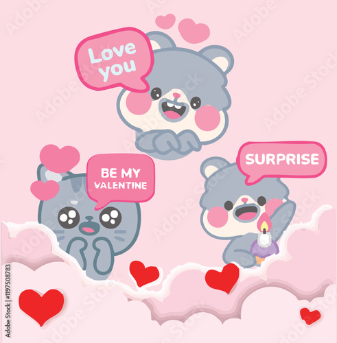Love 3d icon set. Valentine's Day, Romance. Romantic date and love proposal. Hearts, Gifts. Isolated icons, objects on a useful background