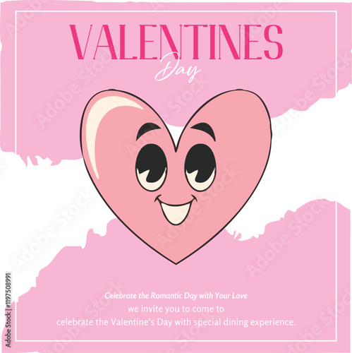 Cute Valentine´s day greeting card or poster collection with hearts and textures in pink and red colors. Also useful as background.