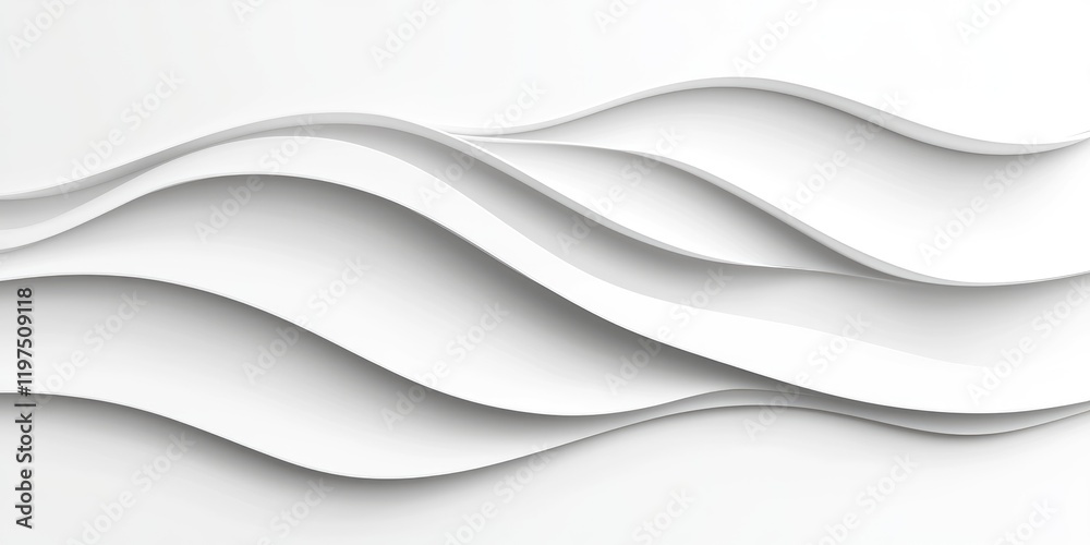 Obraz premium Monochrome wave lines with subtle 3D shadowing.