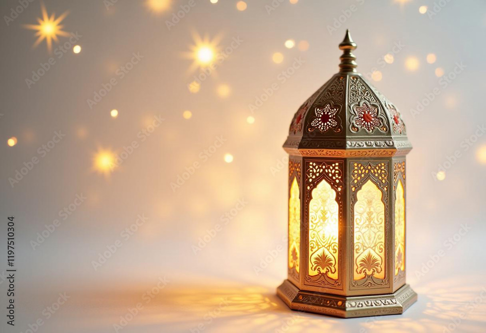 Photo Of Intricately Designed Lantern with Warm Glow Photo Of Intricately Designed Lantern with Warm Glow