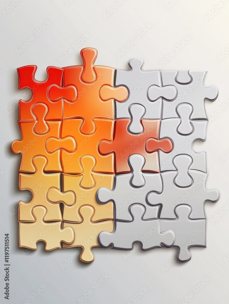 Fototapeta premium Puzzle Concept. Information Medium on Grey Gradient Background. Vector.
