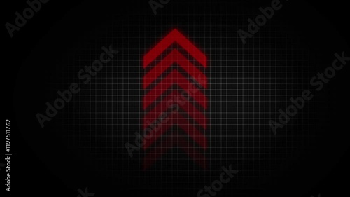 Animation of sweep arrow icon, upward and transparent with with red color swipe up pointing arrow icon. Up direction animated arrow Animation