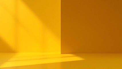 Empty room interior design or yellow pedestal display on vivid background with blank stand. Blank stand for showing product. 3D rendering.