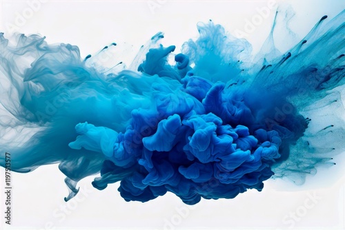 Vibrant blue ink swirling in water creates stunning abstract art
