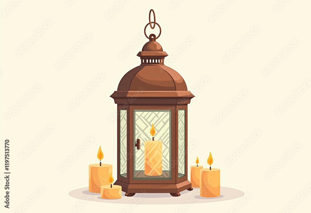 Photo Of Intricately Designed Lantern with Warm Glow Photo Of Intricately Designed Lantern with Warm Glow