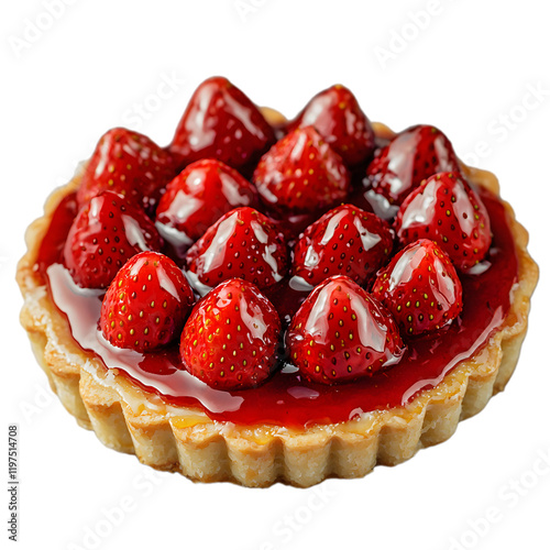 tarte aux fraises topped with fresh strawberries isolated die cut photo