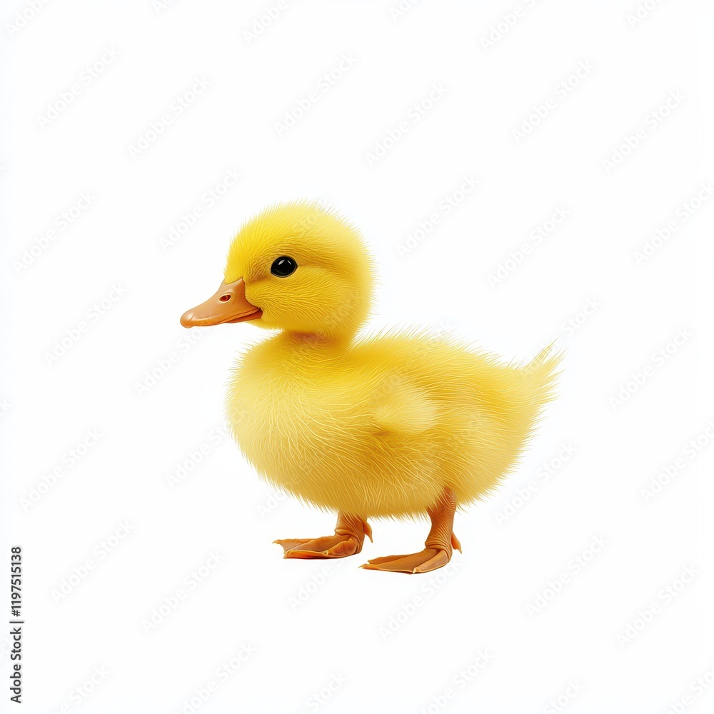 Adorable Yellow Duckling Standing on a White Background with a Cute Expression and Soft Fluffy Feathers Perfect for Animal Lovers and Nature Enthusiasts Adorable Yellow Duckling Standing on a White Background with a Cute Expression and Soft Fluffy Feathers Perfect for Animal Lovers and Nature Enthusiasts