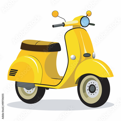 Yellow classic Italian scooter vector illustration