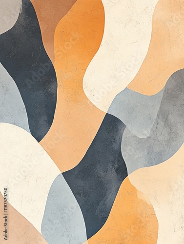 Wallpaper Mural A modern abstract canvas print featuring a vibrant blend of geometric shapes and warm colors, perfect for contemporary home decor. Torontodigital.ca