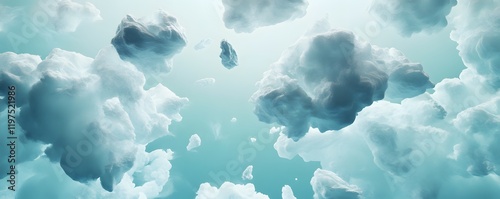 A stunning view of fluffy white clouds floating against a clear blue sky