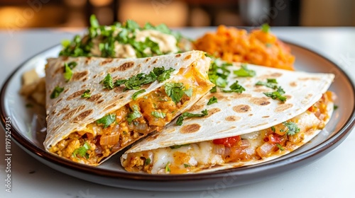 Wallpaper Mural Delicious Mexican Quesadillas with Spicy Filling and Cilantro Garnish. Torontodigital.ca