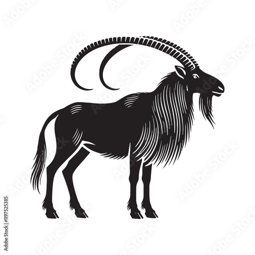 Simplified Saiga silhouette for innovative media projects - Saiga illustration - minimallest Saiga vector
