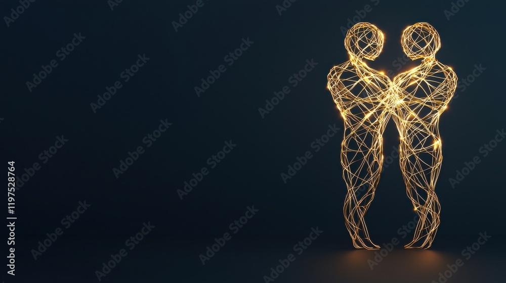 Obraz premium Interconnected Golden Symbol of Two Figures