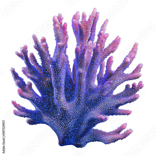 Vibrant purple and blue fire coral with sharp, finger like structures, showcasing intricate details and textures. This stunning marine life adds beauty to underwater ecosystems photo