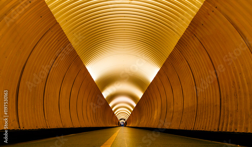 On the way to and from eternity. Brunkeberg tunnel is a tunnel for pedestrians and cyclists through Brunkebergsåsen on Norrmalm in central Stockholm. photo