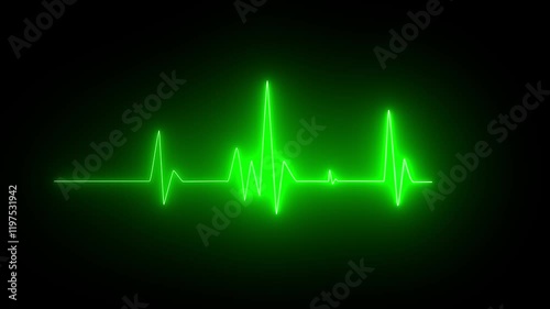 Bright heartbeat and pulse rate signal animation. Heartbeat line icon animation. Neon digital heartbeat plus animation.