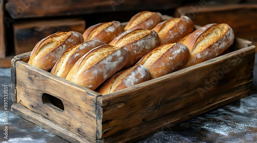 Rustic Bakery Wooden Box Bread Flour photo