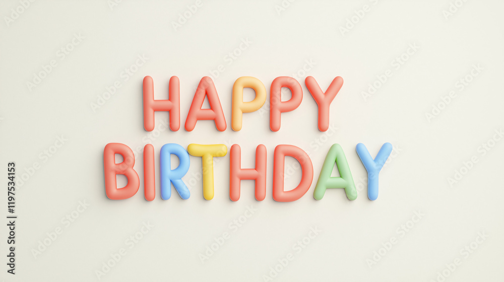 Happy Birthday Wishes: Colorful, playful 3D letters spelling out Happy Birthday Wishes: Colorful, playful 3D letters spelling out