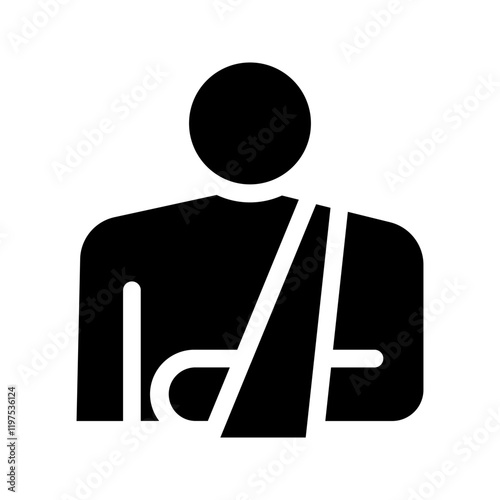 Injured man in bandage, Broken arm icon color editable