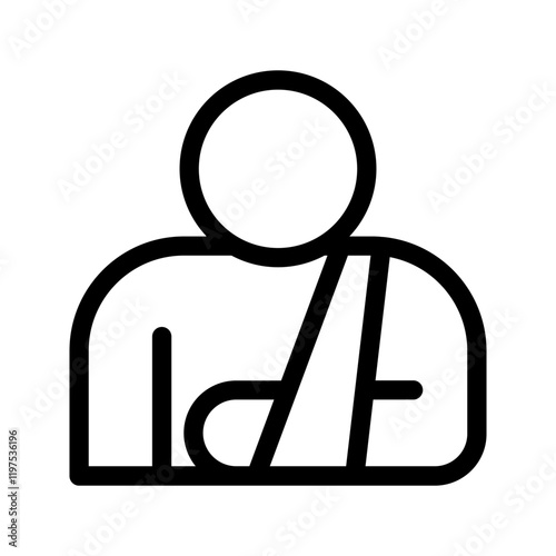 Injured man in bandage, Broken arm icon color editable