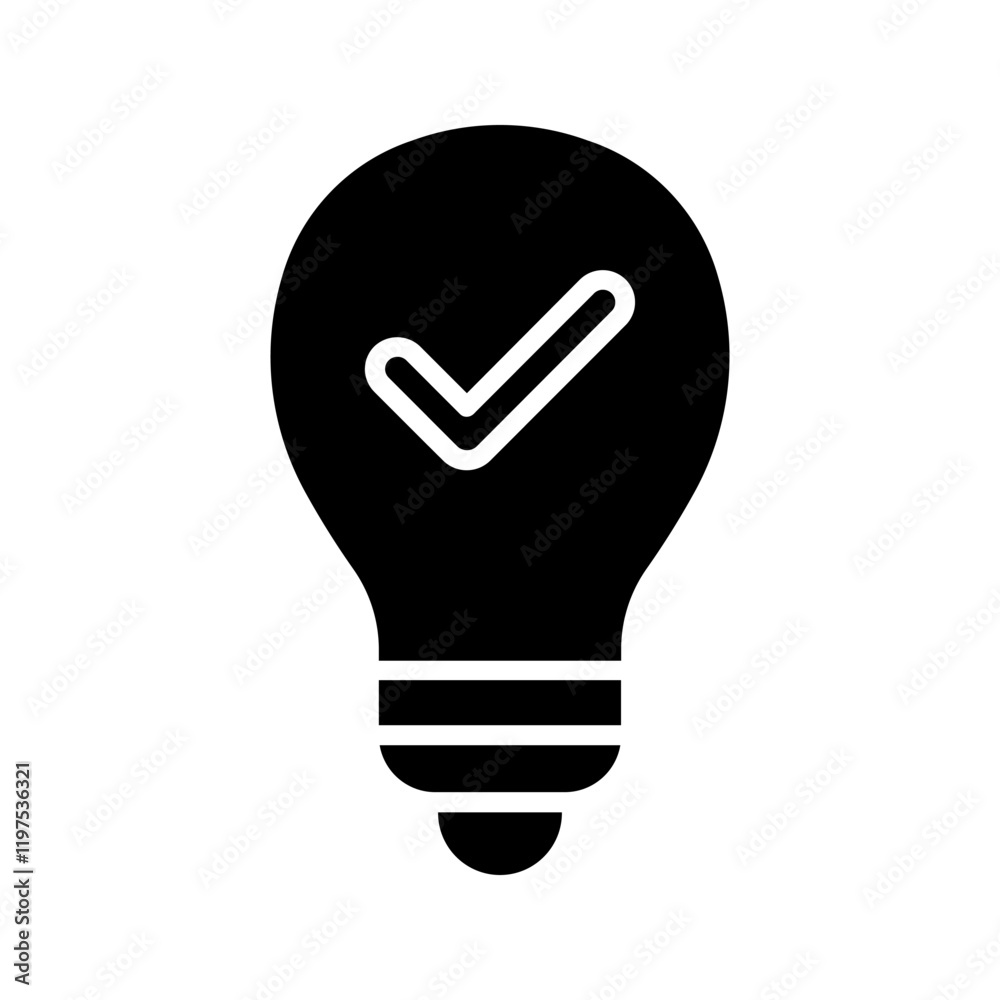 light bulb with check mark color editable light bulb with check mark color editable