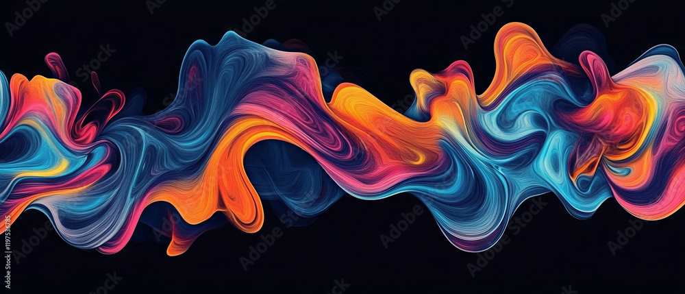 Obraz premium Colorful abstract fire shapes swirling on a black background in artistic display