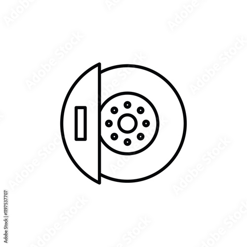 Car brake disk with caliper icon Flat fill set collection