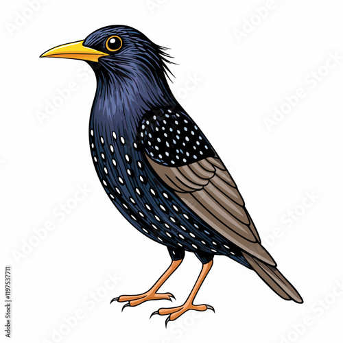 european starling bird on a branch