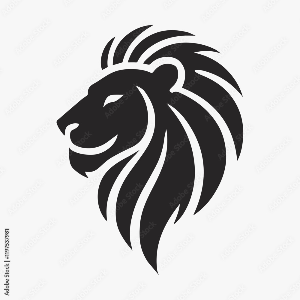 lion head silhouette vector illustration on white background lion head silhouette vector illustration on white background