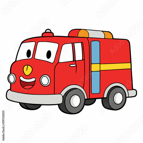 red fire truck cartoon
