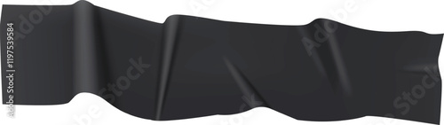 Black waving ribbon symbolizing mourning, remembrance, or support for a cause, isolated on a white background, creating a somber and respectful atmosphere