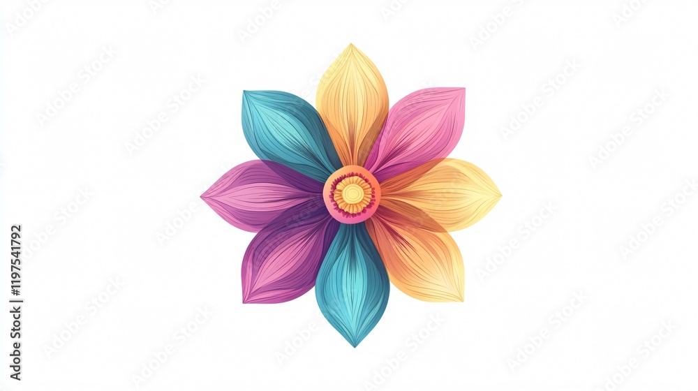 Naklejka premium Creative Cartoon Flower Design Vector for Wide Angle Isolation