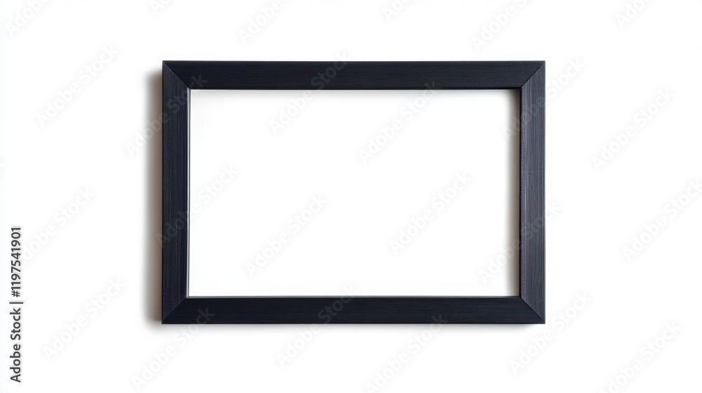 Empty Black Picture Frame on White Background for Art Display Empty Black Picture Frame on White Background for Art Display