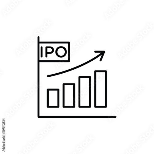 IPO Initial public offering icon Flat fill set collection