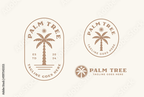 Palm tree vintage logo design template 