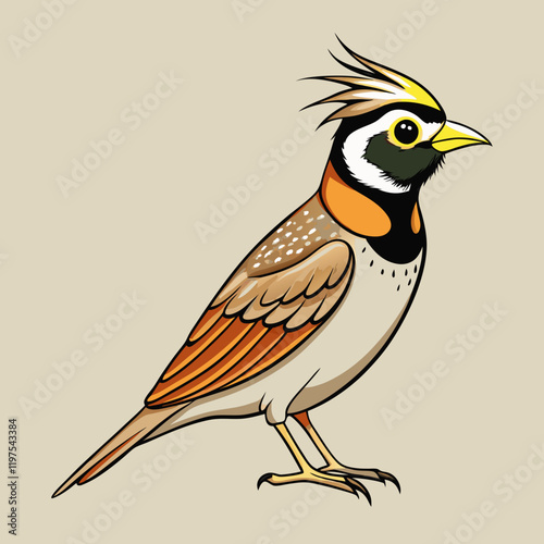 vector illustration of a horned lark bird