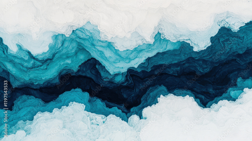 Fototapeta premium Majestic ice cave shimmering in shades of blue and white with intricate formations resembling frozen waves pure amazement in nature
