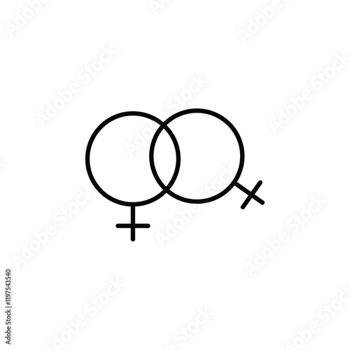 lesbian relationship icon Flat fill set collection