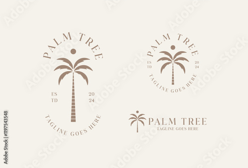 Palm tree vintage logo design template 