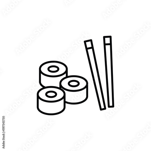 Maki sushi roll icon Flat fill set collection